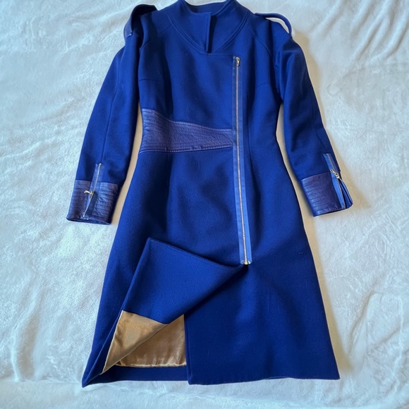 designer - custom Jackets & Blazers - Gorgeous Sapphire Blue Designer Coat with Gold Lining